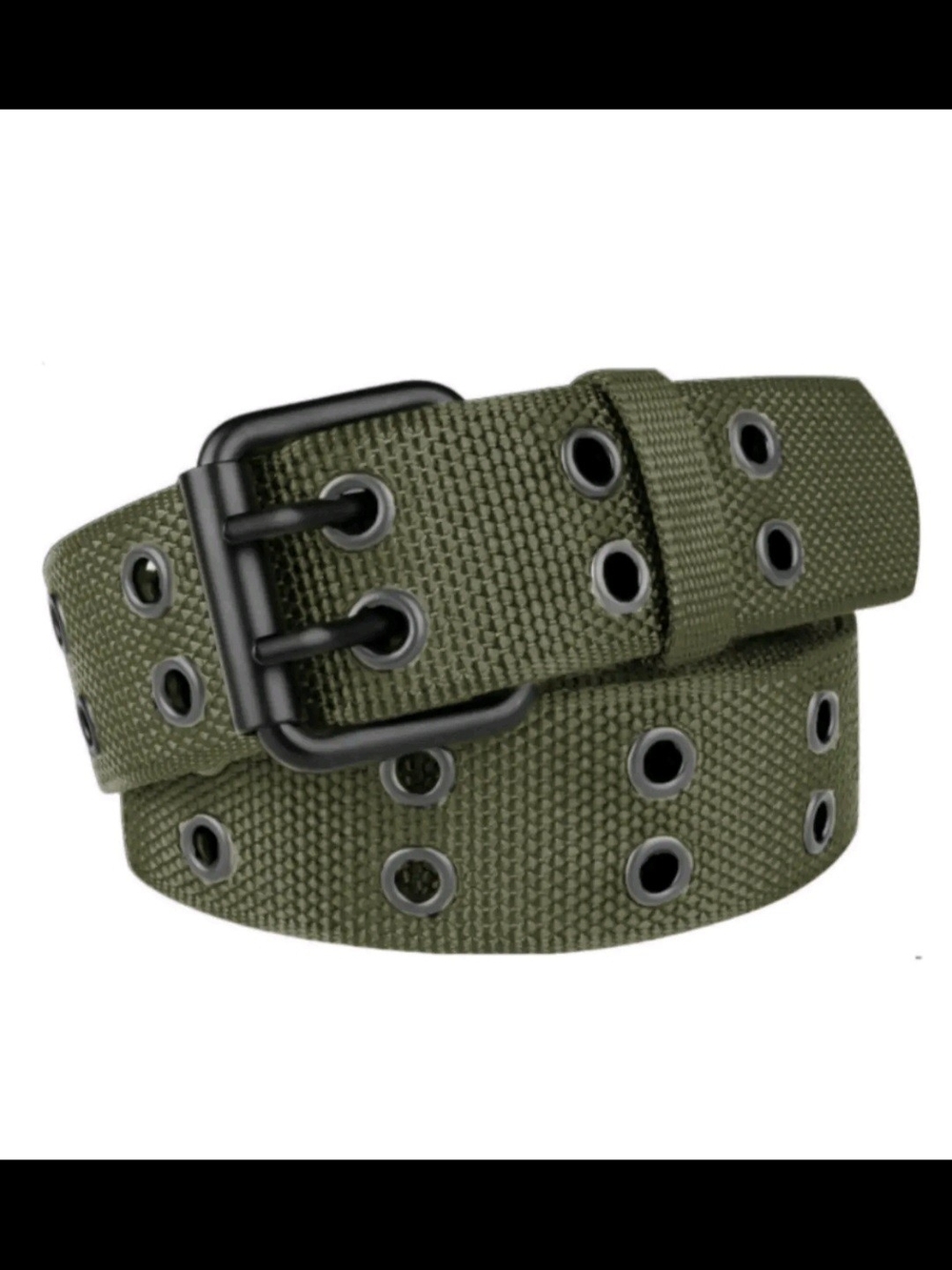 Classic Army Green Nylon Double Grommet Web Belt, 120 CM, One Size Fits All